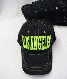 36 Pieces "los Angeles" Base Ball Cap Assorted Stitching Colors - Hats With Sayings