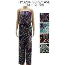 48 of Womans Fashion Jumpsuit Assorted Print