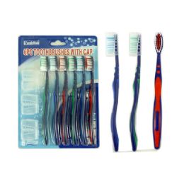 144 Pieces 6 Pack Toothbrushes With Travel Caps - Toothbrushes and Toothpaste