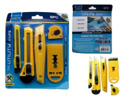 96 Pieces 5pc Utility Knives - Box Cutters and Blades