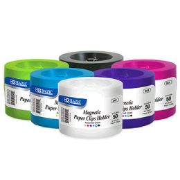 72 Bulk Magnetic Round Paper Clip Holder 6 Neon Colors
