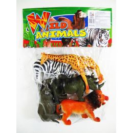 24 Wholesale 6" 5pc Toy Wild Animal Set In Poly Bag W/header