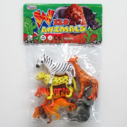 48 Wholesale 6pc 4"-5" Assorted Wild Toy Animals
