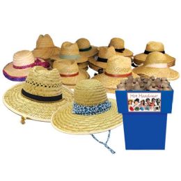 48 Pieces Asst Summer Straw Hats Assorted Styles Gardening Lifeguard Golfer Display Not Included - Sun Hats