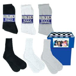48 Wholesale 2pck Crew Socks 48 Pc White, Grey+ Black Sizes 9-11 To 10-13