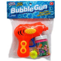 96 Pieces 4.25" W/u Bubble Gun In Poly Bag W/header, 3 Asst - Bubbles