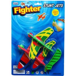 48 Wholesale Two Piece Air Plane Glider Set With Shooter In Blister Card