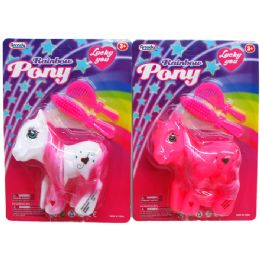 48 Wholesale 4" Rainbow Pony W/accss In Blistered Card