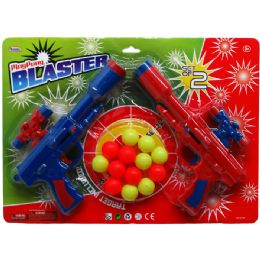 24 Wholesale 2pc 10" Ping Pong Gun Set W/13pc Ball Set