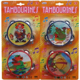 48 Pieces 2pc 4" Tambourine Set In Blister Card - Musical