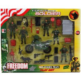 18 Wholesale 24pc Army Force Play Set In Window Box