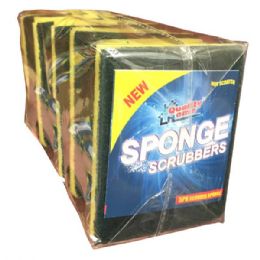 48 Units of 5 Pack Sponge Scrubbers Scourer - Scouring Pads & Sponges