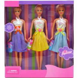 24 Wholesale 3pc 12" Bendable Dolls Set In Window Box