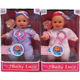 18 Pieces 12" B/o Baby Lucy Doll W/accss & 4 Sounds In Window Box - Dolls