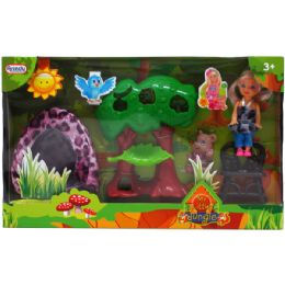 24 Wholesale Mini Jungle Play Set W/4" Doll & Pet In Window Box