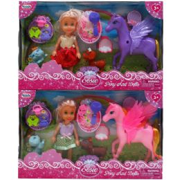 24 Pieces 6.5"doll & 6" Pony Play Set W/pets In Window Box - Dolls