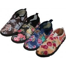 36 Pairs Women's Floral Printed Wave" Water Shoes - Women's Aqua Socks
