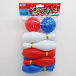 48 Pieces 12pc Mini Bowling Play Set In Poly Bag W/header - Sports Toys