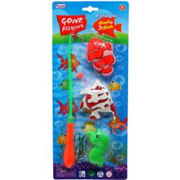 72 Wholesale 14 " 4pc Fishing Game Set On Blister Card, 2 Assrt Clrs