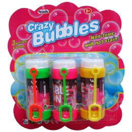 48 Pieces 3pc 3.25"crazY-Bubbles Bottles & Loops In Blistered Card - Bubbles
