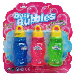 72 Pieces 3pc 4" Bottle Crazy Bubbles Set In Blister Card - Bubbles