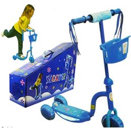 6 Pieces Blue 3-Wheel Kick Scooter W/lights - Summer Toys