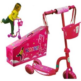 6 Pieces Pink 3-Wheel Kick Scooter W/lights - Summer Toys