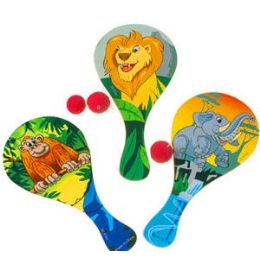 144 Pieces Jungle Paddle Balls - Summer Toys