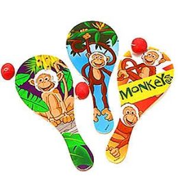 144 Pieces Monkey Paddle Balls. - Summer Toys