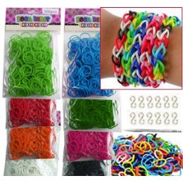 192 Pieces 12 Assorted Solid Color D.i.y. Loom Bands - Craft Kits