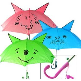 36 Wholesale Kid's Cartoon Umbrellas W/ Whistles