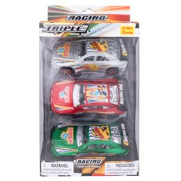 18 Wholesale Friction Powered Road Race Cars - 3 Piece Set
