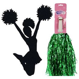 192 Pieces Metalic Cheerleading PoM-Poms - Green - Girls Toys