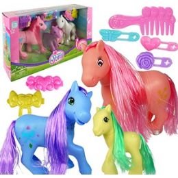 12 Pieces 9 Piece Rainbow Pony Playsets - Girls Toys