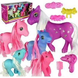 8 Wholesale 10 Piece Rainbow Pony Playsets.