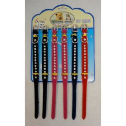 24 Wholesale 12 Inch Pet Felt Collar With Single Rhinestones