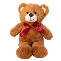 12 of 13" Plush Brown Bear With Bow