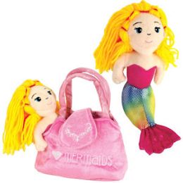 24 Wholesale Plush Mermaid In Travel Purse