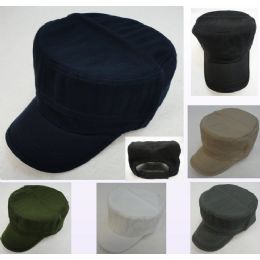 24 Wholesale Cadet Hat [solid]--Cotton **velcro Back