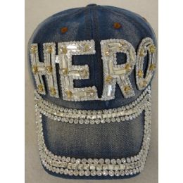 24 Wholesale Denim Hat With Bling *silver [hero]
