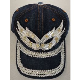 18 Pieces Denim Hat With Bling Silver Masquerade Mask - Baseball Caps & Snap Backs