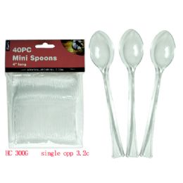 96 Wholesale 40-Piece Mini Clear Tasting Spoons