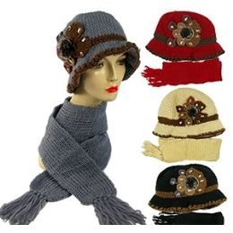 36 Units of Knit Cloche Hat And Scarf Sets - Winter Sets Scarves , Hats & Gloves