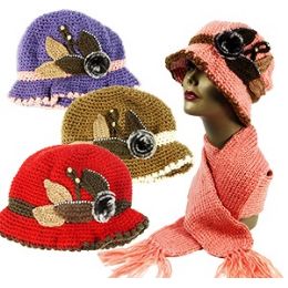 36 Units of Knit Cloche Hat & Scarf Sets - Winter Sets Scarves , Hats & Gloves