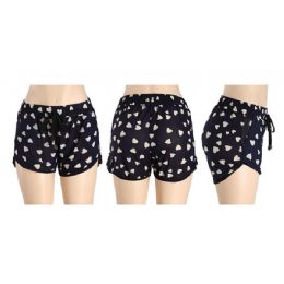48 Wholesale Womans Heart Printed Shorts