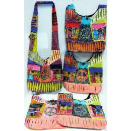 25 Pieces Nepal Two Pockets Peace Design Hobo Bags Purses Ast - Handbags