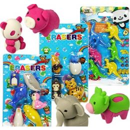 192 Wholesale Cute Animal Eraser Sets