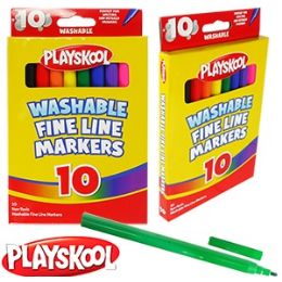 24 Wholesale Playskool 10 Piece Washable Fine Line Marker Sets.