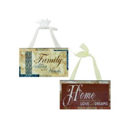 36 Wholesale Family & Home Wood Sign With Ribbon Hanger