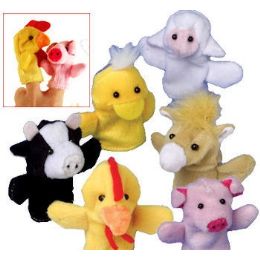 576 Wholesale Plush Farm Animal Finger Puppets